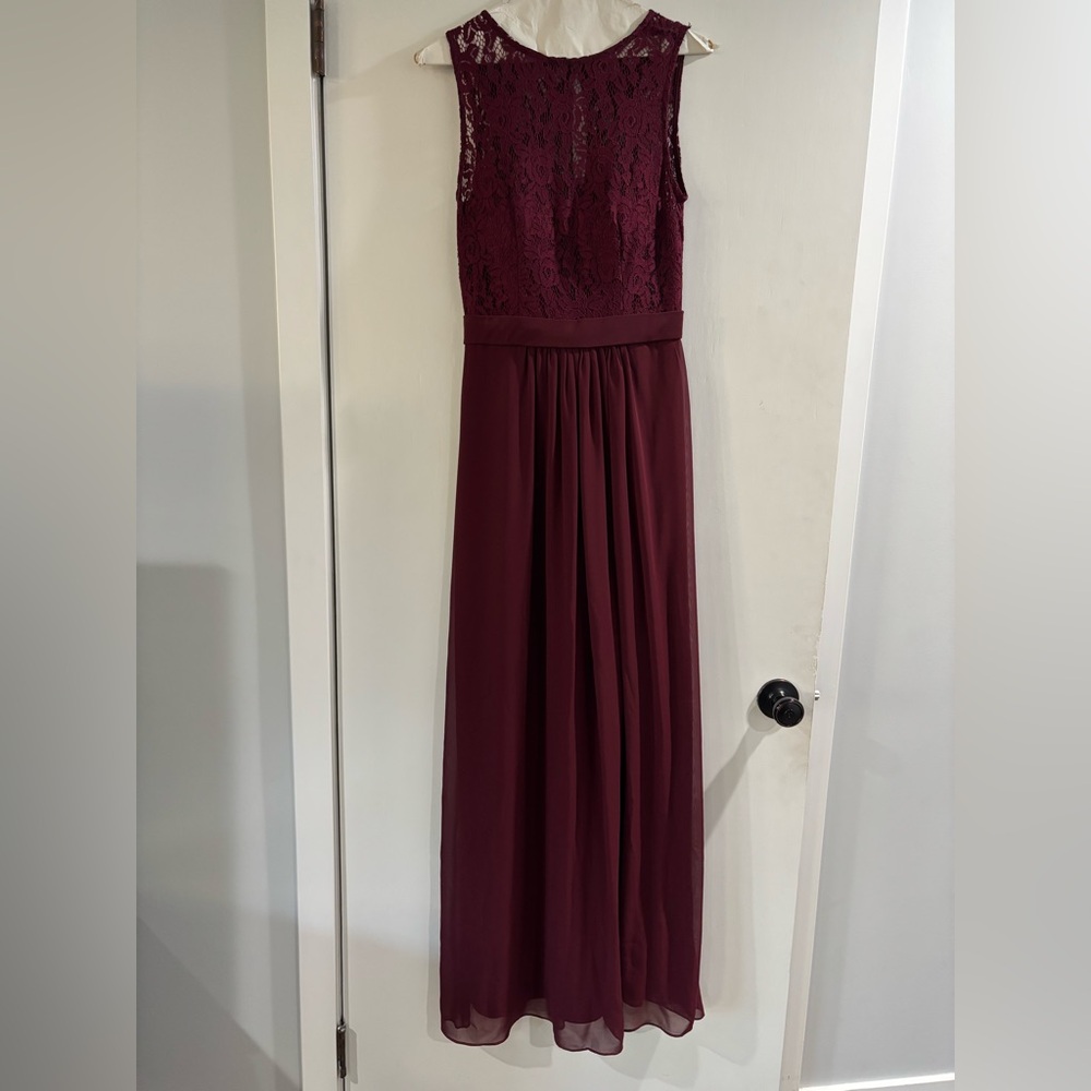 Bill Levkoff Wine Lace Maxi Dress